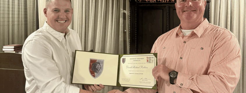Dave Robbins Receives Honorary Enlistment from Israel Defense Forces’ Jerusalem Battalion